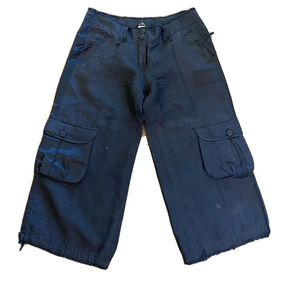 M Michel linen capris black with cargo pockets size M G20